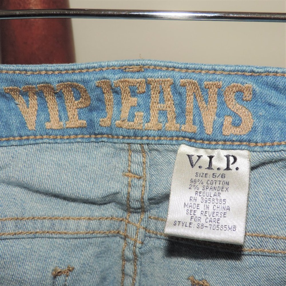 V.I.P. Jeans distressed/destroyed stretch denim shortalls/bib overall shorts - Picture 3 of 4